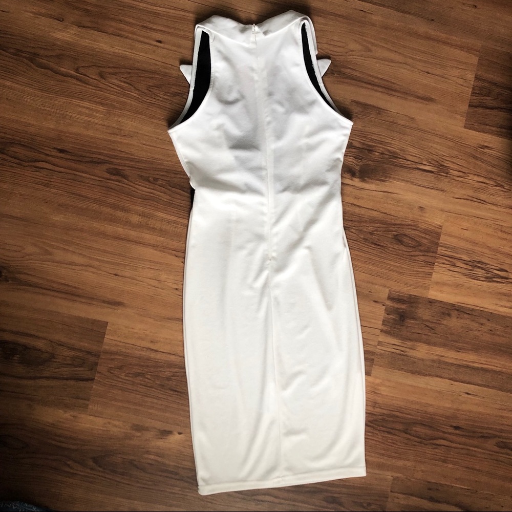 Collared White Form Fitting Dress - image 3